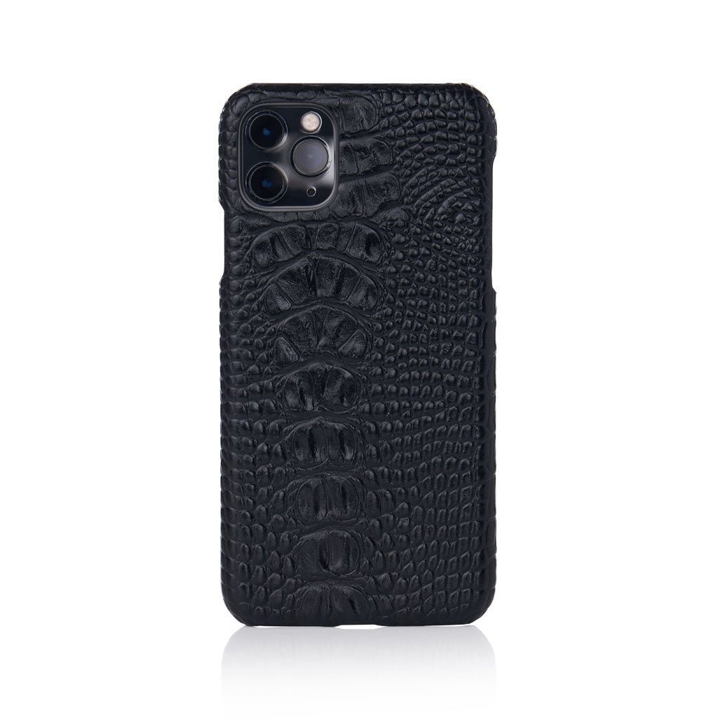 iPhone 12 Pro Max Leather Case Croco Dark Brown
