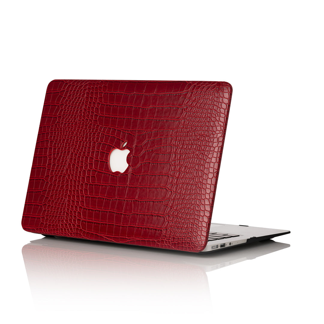 Chic Geeks Crimson Crocodile-Embossed MacBook Case - Crimson
