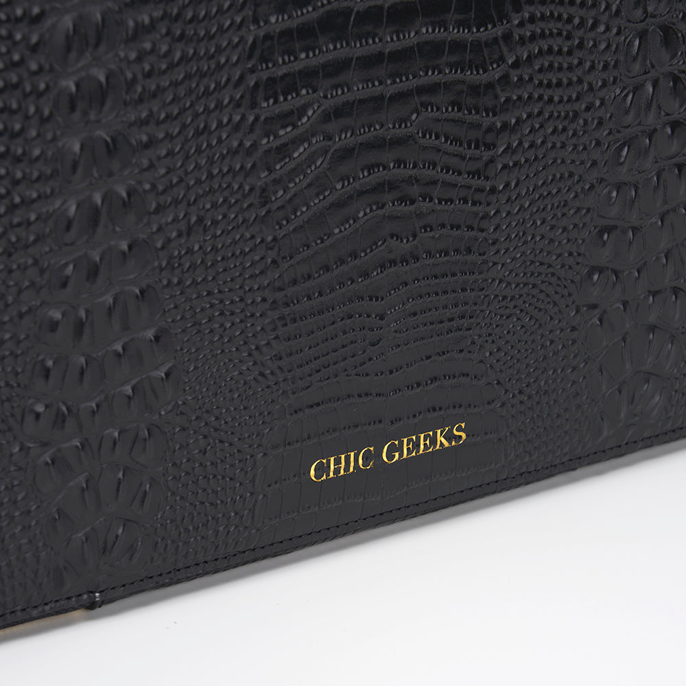 Chic Geeks Faux Crocodile iPad Case - Black
