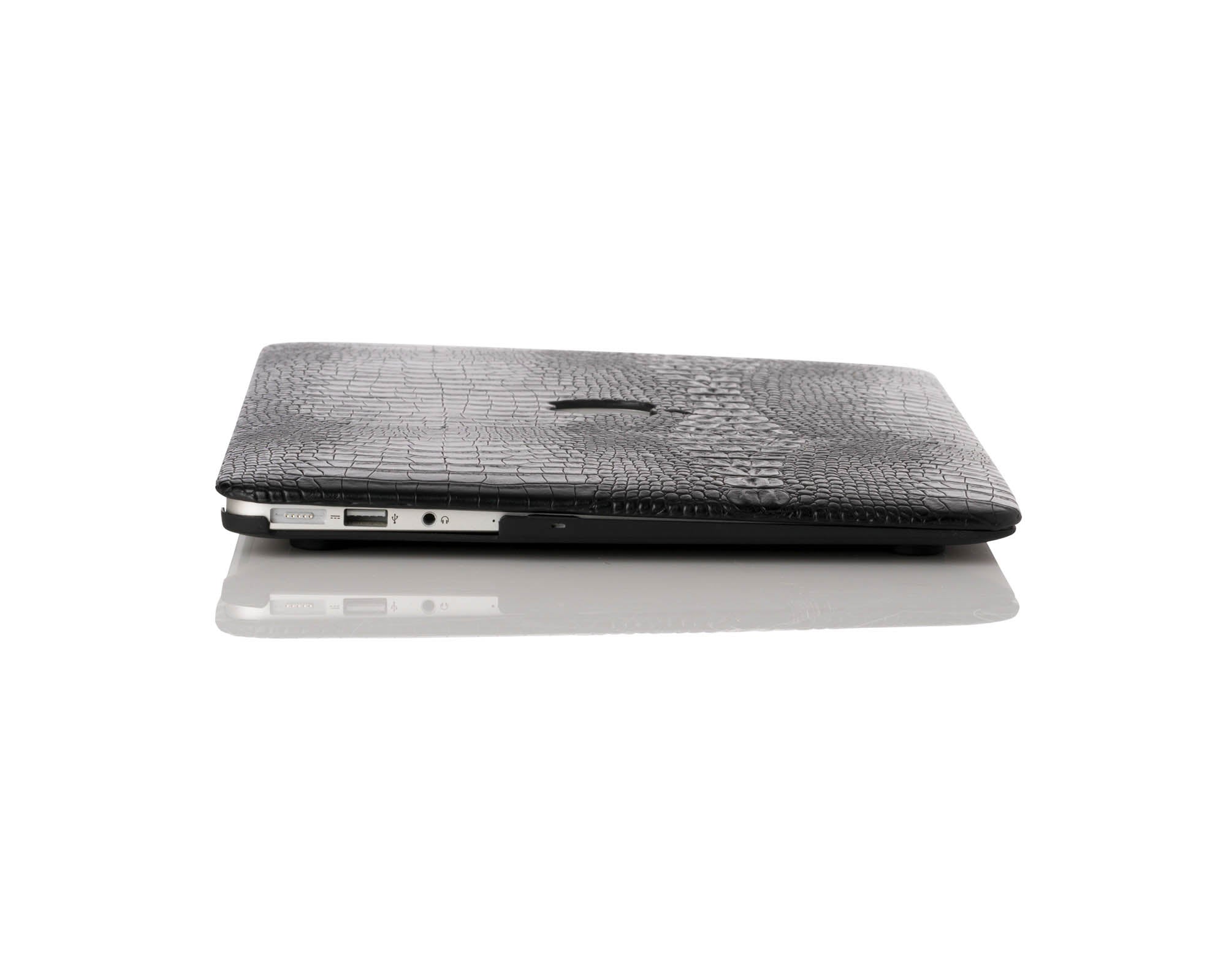 Black Faux Crocodile MacBook Case