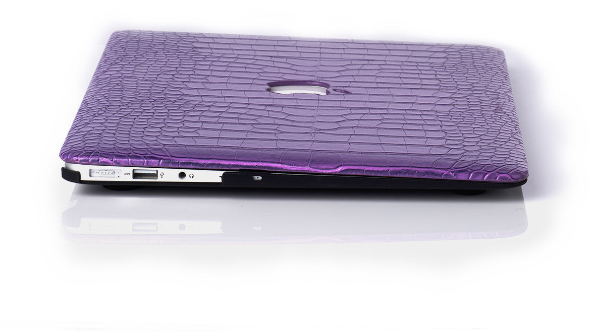 Plum Faux Crocodile MacBook Case